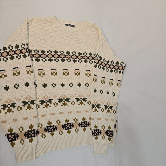 U.S.A. Vintage Eclectic Grandpa Academia Fisherman IVORY Sweater Oversized XL T - Picture 6 of 16